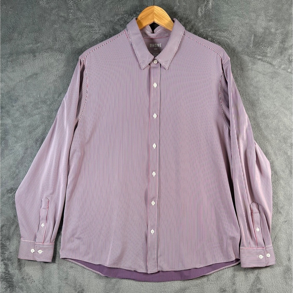 Rhone Commuter Shirt Mens 2XL Slim Fit Stripe Stretch Button Italian Fabric